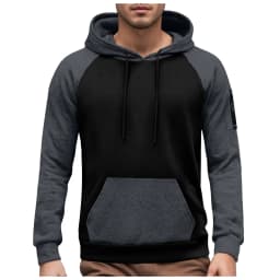 Men's Long Sleeve Color Blocked Pullover Hoodie With Zipper Pocket Fleece Lined And Thickened Hoodies for Men Pullover
