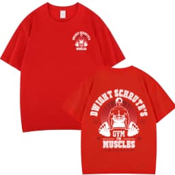 Dwight Schrute Gym for Muscles Double-sided T Shirt Tv Series The Office Michael Scott Hip-hop Casual T Shirts Men Cotton Tees