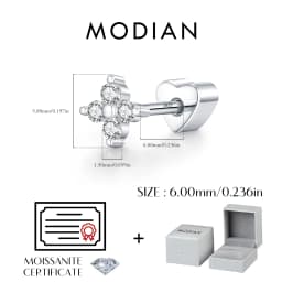 MODIAN D Color Moissanite Cartilage Stud 925 Sterling Heart Screw Stud Earrings Stackable Unisex Stud Earrings For Women Jewelry