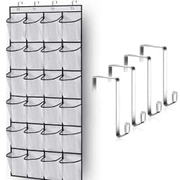 12/24 Grid Over The Door Shoe Rack with Large Mesh Pockets Hanging Shoe Organizer for Closet Hanging Shoe Rack Holder Hanger