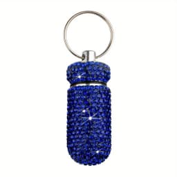 Bling Rhineston Pill Container Portable Pill Bottle Case Waterproof Travel Medicine Box Beautiful Holder Storage with Keychain