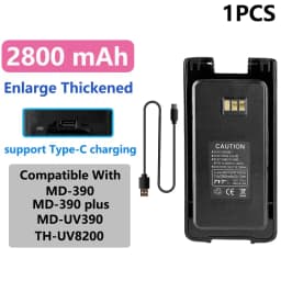 TYT MD-UV390 Plus Battery 2800/3600mAh Enlarge Thicker Battery Pack Compatible With MD-390 MD-680 MD-358 TH-UV8200 Two Way Radio