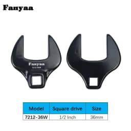 Fanyaa Open End Interchangeable Torque Head, Individual Crowfoot Wrench, Square Drive 1/2", Full Polish 36-48mm Made In Taiwan