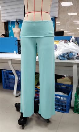 Women Wide Leg Pants Solid Color Fold Over Flare long pants Waist Low Rise Trousers
