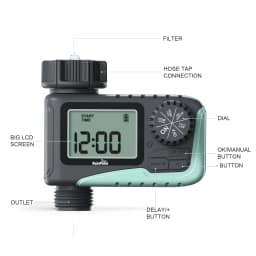 RAINPOINT Sprinkler Timer, Programmable Water Timer for Garden Hose, Outdoor Soaker Hose Timed with Rain Delay/Manual/Automatic Watering System, Digital Irrigation for Yard, Lawn, 1 Outlet