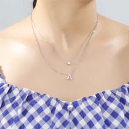 Fashion Tiny Heart Initial Necklace Gold Silver Color Multilayer Letter Choker Necklace For Women Charm Pendant Jewelry Gift