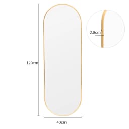 【Lifeideas】Modern Oval Metal Full Length Wall Mirror Gold/Black