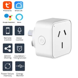 AU Tuya Smart WiFi Plug and Socket, With Energy Monitor, Voice Control Alexa/Google, Remote Control and Timer 2.4G WiFi 16A