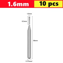 10pcs PCB Corn End Milling Cutter 0.5-3.175mm, 3.175mm (1/8) Shank Hard Alloy PCB Milling Cutter CNC Cutting Milling Cutter