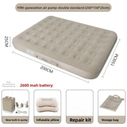 New Air Mattress Built-in Pump Self-inflating Mat Cushion Outdoor Tent Inflatable Bed Double Sleeping Pad for Camping or Indoor