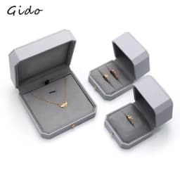 Grey Jewelry Gift Box Ring Earring Necklace Pendant Packaging Set Wedding Engagement Ring Case Bracelet Storage Box
