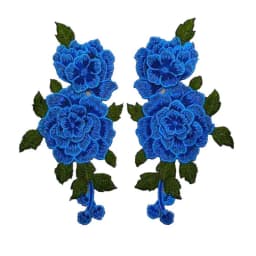 1 Pair Red Embroidery Rose Flower Sew On Patch Dress Hat Bag Jeans Applique Crafts Clothing Accessories 23*12CM