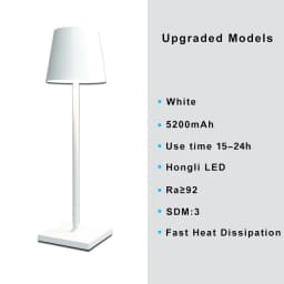 Rechargeable 3 Color Stepless Dimming Desk Lamp 5000mAh Portable LED Desk Lamp for Restaurant Bedroom Bars Home Patio Outdoor