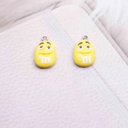 10pcs Cute Cartoon 5 Colors M Beans Emoticon Resin Flatback Charms For Pendant DIY Earrings Necklace Jewelry Accessories Finding