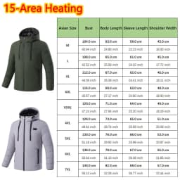 15 Area Heated Hooded Jacket Male Warm Heated Jacket Female Winter Outdoor Sport Warm Hooded Coat (Not Included The Power Bank)