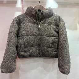 Women's Knitted Puffer Jacket, High Neck Zip-Up Short Coat, Warm Winter Outerwear with Multiple Colors