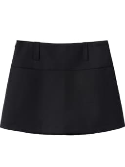 Black Suit Style Skirt Korean A-Line Wrap around Skirt Grey Short Skirt for Women Spring Summer Casual Polyester Fiber