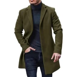 New Men's Coat Woolen Overcoat Windbreaker Solid Color Trench Autumn and Winter Outerwear Cardigan Jaqueta Masculina