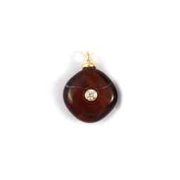 1 Piece Brass & Cubic Zirconia Natural Stone Geometric Charms 18K Gold Plated Olivary Round Pendant For DIY Necklace Making