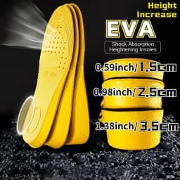1 Pair 1.5-3.5cm Invisiable Height Increase Insoles for Women Men Heel Lift Yellow Shoes Sole Pad Shock Absorption Insoles