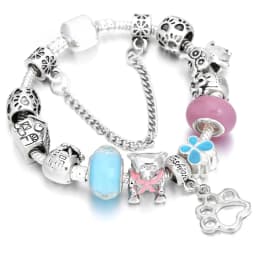 2024 Trendy Silver Cokor Love Key Charm Bracelet With Murano Glass Beads Bracelets For Women Wife Jewelry Pulseras Dropshipping