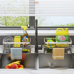 Kitchen Sponge Holder Stainless Steel Sink Drain Rack Soap Drainer Towel Rack Shelf Organizer Bathroom Storage Accessories