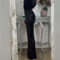 BKLD Party Glitter Pants Casual Slim Fit Elastic Solid Sequins Stylish Women Middle Waisted Wrapped Hip Trousers New OL Clothing