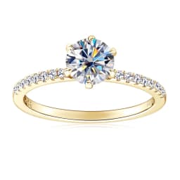 8mm 2.0CT Moissanite Solitaire Ring for Women 18k Gold Plated 925 Silver Engagement Wedding Promise Rings Finger Bands Jewelry