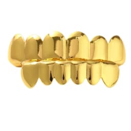 Gold Silver Plated Hiphop Teeth Grillz Top Bottom Set with Vampire Tooth Design for Party Streetwear Cool Dental Accessory