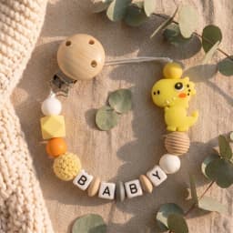 Mittsboy Personalized Pacifier Clip Custom Name Silicone Baby Teether Chain Dinosaur Dummy Holder BPA Free Baby Shower Gift