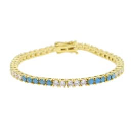 18k Gold Plated 3MM 4 Prong Setted 5A CZ Tennis Chain Bracelet High Quality Green Blue Red Colorful Summer Jewelry