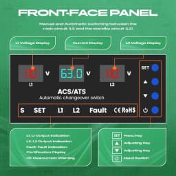 CG LED Display Automatic Transfer Switch 63A 110V Adjustable 2P Dual Power ATS DIN Rail Mount Over Voltage Current Protector