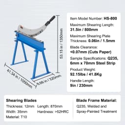 SucceBuy Manual Hand Plate Shear5"/8"/12"/32"for Metal Sheet Processing Benchtop Cutter Q235 Material for Thick Steel Crafting