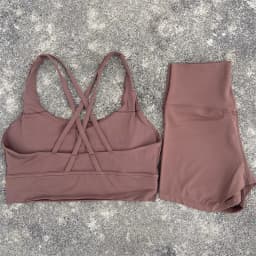 Solid Color Soft Women Gym Yoga Short Set Cross Back Shoulder Strap Gym Bra+High Waist Sport Short Leggings 2pc Tight Sportwear