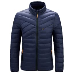 Men Stand Collar Parkas Men Faux Down Padded Jacket Men Lightweight Warm Winter Parkas Men Windproof Solid Color Warm Parkas