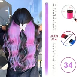 VEYDA Colored Party Highlights Clip in Hair Extensions for Girls 22 Inches Omber Colors Straight Hair Synthetic Hairpieces