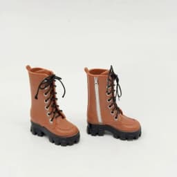 1/12 Doll High Ankle Boots 1 Pair Lace Up Side Zipper Thick Sole Mini Shoes for Doll Hobbyist DIY Dress Up