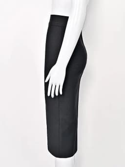 BEAUKEY Classic Bandage Knitted Split White Skirts Midi High Waist Black Classic Fashion Long Skirts Bosycon Elastic Thick Skirt