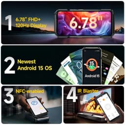 Ulefone Armor 27 4G Rugged Smartphone 64MP Night Vision+50MP+50MP 10600mAh 24GB+256GB Android 15 6.78" 120Hz NFC Global Version