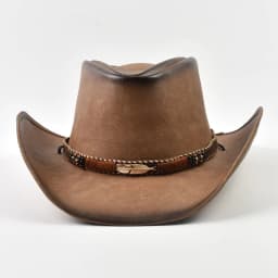 100% Leather Western Cowboy Hat Men Wide Brim Gentleman Church Jazz Cap Cowgirl Hats Sombrero Hombre