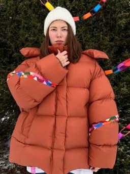 Polka Dot Padded Coat Color‑block Hooded Stand Collar Zipper Buttons Oversized Jacket 2026 Winter Women Warm Chic Casual Outfits