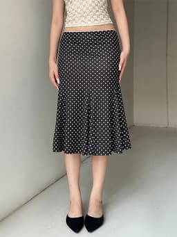 Women's Midi Skirts Dot Print Low Waist Skirts Spring Summer Casual Skirts 2026 Fashion Casual Elegant Clothes