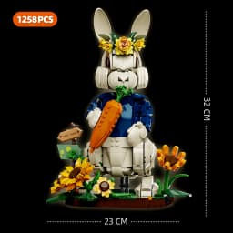 Creative 1258Pcs Pastoral Rabbit Animal Figrues Building Blocks Home Decoration Rural Flowers Rabbit Assemble Toys Birthday Gift