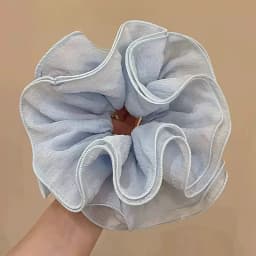 1PC Double-Layer Ruffled Bubble Flower Hair Scrunchie - High-End Korean-Style Hair Tie with Strong Elasticity