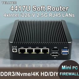 12th Gen Intel Pentium 4417U 2.5G Soft Router 4X I226-V LANS RJ45 Fanless Mini PC HD DP USB-C PfSense OPNsense Firewall PVE ESXI