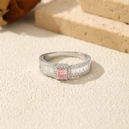 MODIAN 0.4CT Light Pink Moissanite Ring 925 Sterling Silver Luxury Asscher Cut Lab Diamond Finger Ring For Women Fine Jewelry