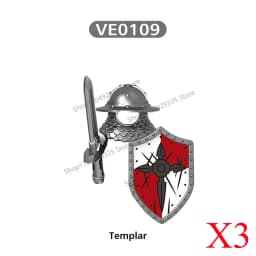 Medieval Military Castle Black Hawk Knight Building Blocks Gothic Cavalry Armor Shield Axe Soldier Figure Accessories Bricks Toy