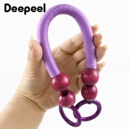 2/4Pcs 37/48cm Wooden Beaded Purse Frame Rope Wrapped Bag Handles for Crochet Beach Totes DIY Bags Making Replacement Supplies