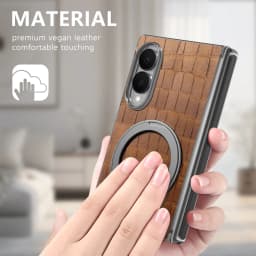 Luxury Magnetic Crocodile Pattern Leather Case for Samsung Z Fold 8 Wide Shockproof for Magsafe Central Axis Protection Cover