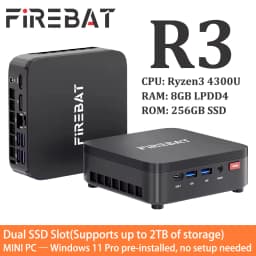 FIREBAT 2026 Mini PC R3 AMD Ryzen 3 4300U LPDDR4 8GB 16GB RAM 256GB 512GB SSD Windows11 Pro Wifi6 BT5.2 Support 4K 60Hz Desktop Computer